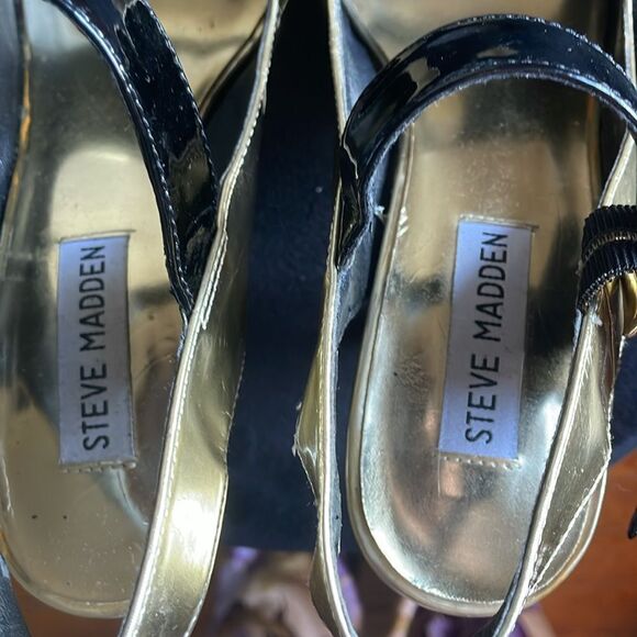 STEVE MADDEN GOLD METALLIC SLING BACK HIGH HEEL WOMEN'S PEP TOE SHOES SIZE 7 M - Picture 7 of 15